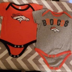 2 Broncos baby onesies